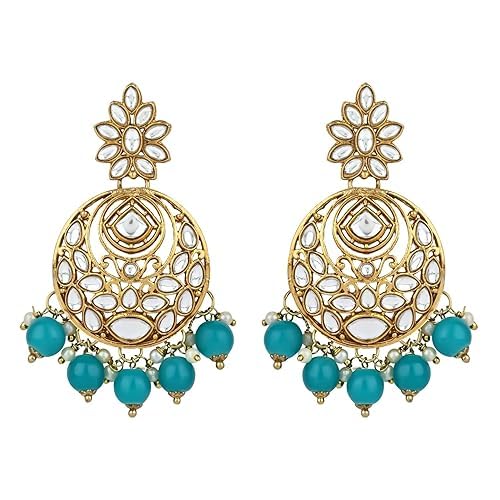 Image of I Jewels Traditional Design Handcrafted Kundan & Pearl Earrings for Women