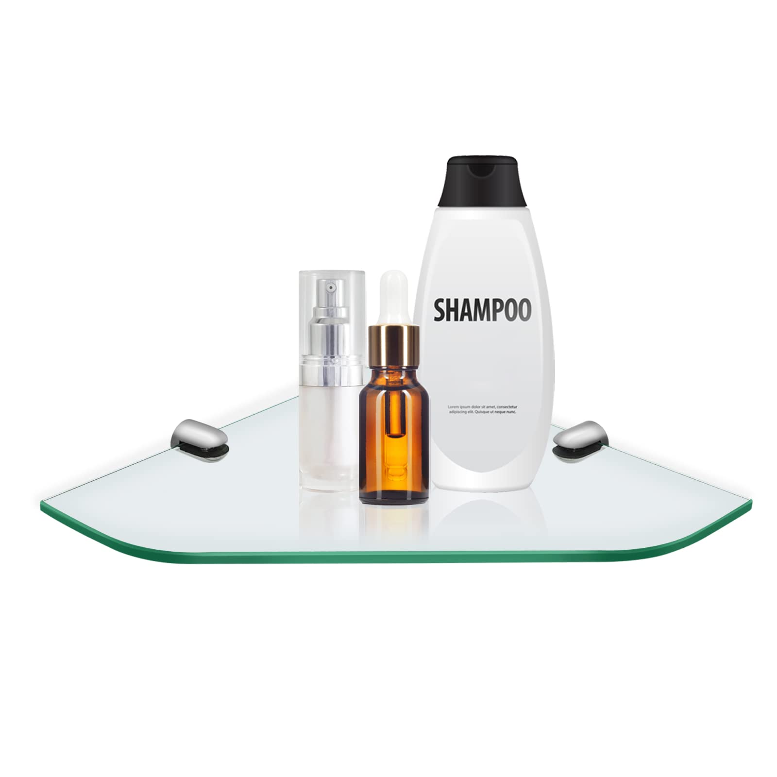 S'AFIELINA Étagères Salle de Bain en Verre trempé 6 mm,Étagère d'angle pour Salle de Bain,23 x 23 cm,Capacité de Poids 10kg (1 pièce)