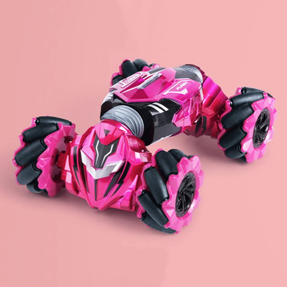 1/12 Gesture Sensing RC Stunt Drift Car 2.4GHZ 4WD Double Sided Transform Vehicle with Music Remote Control Truck for Boys Birthday Gifts for 6-13 Kids (Pink)