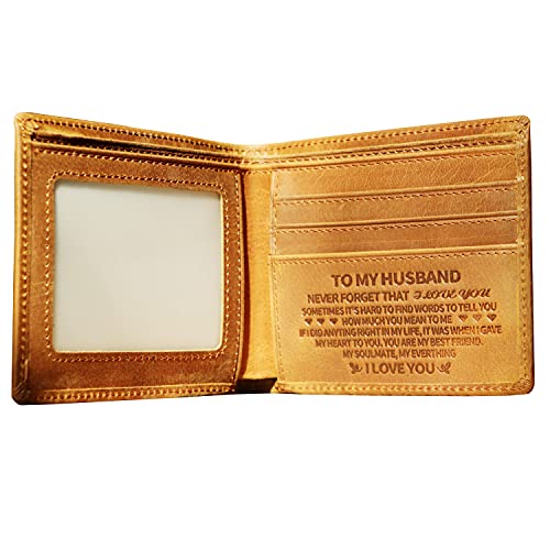 Generic Brands Mens Wallet-Engraved Wallet to My Husband-Bifold Slim Wallet RFID Minimalist Credit Card Wallets to My Man