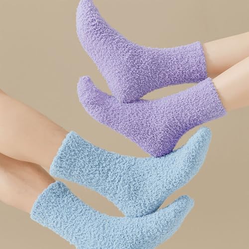 Image of Josnown Fuzzy Socks for Women Cozy Soft Fluffy Slipper Warm Winter Plush Sleep Socks Christmas Gifts for Women
