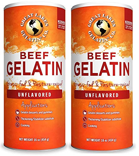 Great Lakes Gelatin, Certified Paleo Friendly, Collagen Protein, Pasture-Raised, Grass-Fed, Non-GMO, Kosher, Beef Gelatin, 16 oz. 2-Pack - Frustration Free Packaging