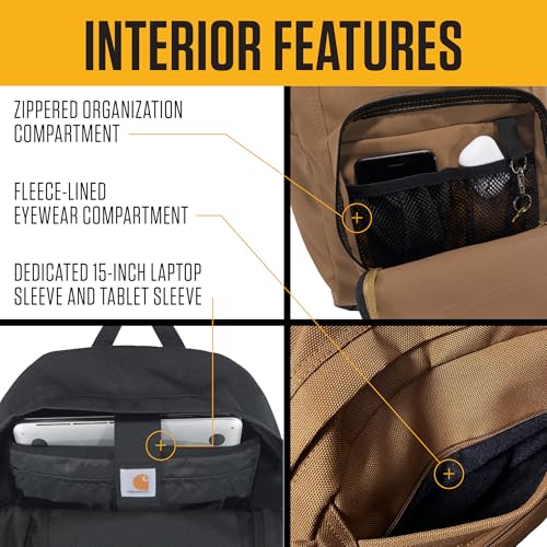 Carhartt 23L Single-Compartment Backpack, Durable Pack with Laptop Sleeve and Duravax Abrasion Resistant Base, Black3