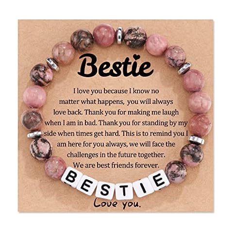 Lanqueen Bestie Gifts for Women, Bestie Bracelets Best Friend Bracelets Gifts Friendship Gifts for Women Bestie Gifts (Pink) Cover