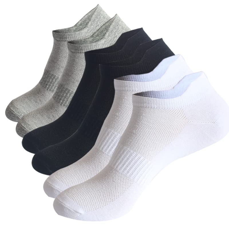 UCHUANG Ankle Athletic Socks for Unisex Adult, 6 Pack Crew Socks Cotton Non Slip Ventilating Comfort Fit Performance No-Show Athletic Socks Size Uk for Man Women Sports Gym