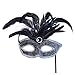 Price comparison product image Bristol Novelty EM063 Trim Eye Mask with Feathers on Stick, Womens, Silver, One Size