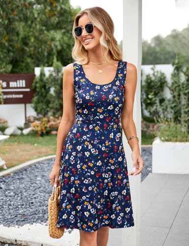 Image of Herou Summer Beach Dresses for Women A Line Sleeveless Tank Dress | Casual,Scoop Neck,Soft,Knee Length,Breathable