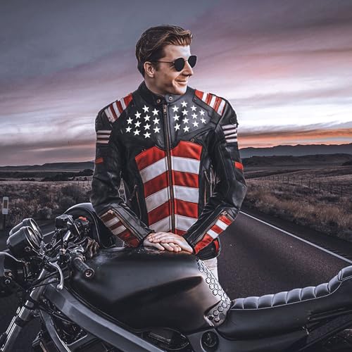 The Next Mens Genuine Leather Jacket Inspired by American Flag USA Casual Motorcycle Zipper Coat With USA Flag Stitched3
