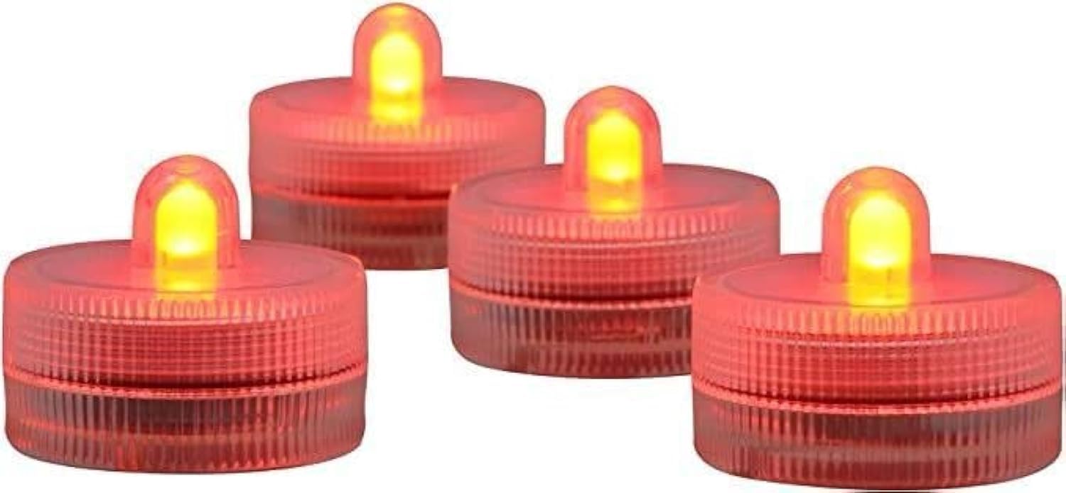 Afoosoo Red 50Pcs Underwater Led Flameless Led Candle Battery Operated Tealight Submersible Decorative Lights For Wedding Party Event Candle Aquarium Light Christmas Halloween Light (Red)