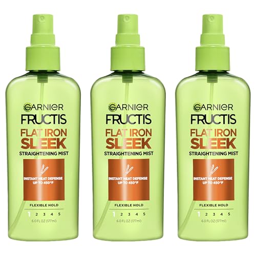 Garnier Fructis Style Flat Iron Perfector Straightening Mist for Heat Protection, Argan Oil, 6.0 Fl Oz, 3 Count (Packaging May Vary)