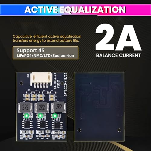 Image of amiciSolar 4S 2A Active Balancer Inductive Board for LiFePO4, Lithium-ion, Lipo, LTO Battery Packs | Energy Equalization Module | Smart 2-Cell Voltage Balancing | 2.8V-4.2V Per Cell