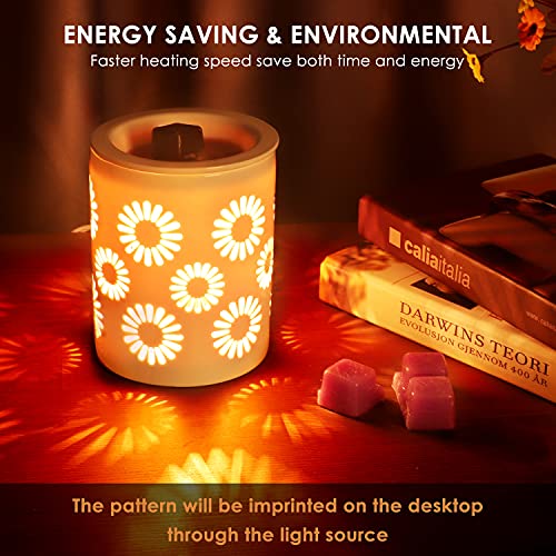 Salking Ceramic Wax Melt Warmer, Electric Wax Warmer For Scented Wax,Candle Warmer Oil Burner With Edison Bulbs,Sunflower Fragrance Warmer Wax Cubes For Home,Bedroom,Birthday Gifts For Women #TOP2