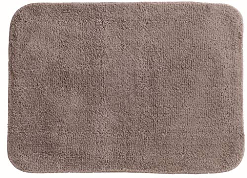Spirella Badteppich Badematte Duschvorleger 100% Baumwolle Hochflor | flauschig | rutschhemmend | geeignet für Fußbodenheizung | 50x70 cm | Taupe