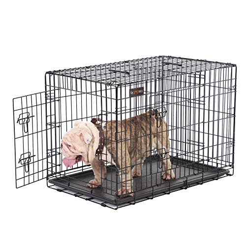 Feandrea Hundekäfig, Hundebox, zusammenklappbar, transportabel, 2 Türen, 92,5 x 57,5 x 64 cm, schwarz PPD36BK