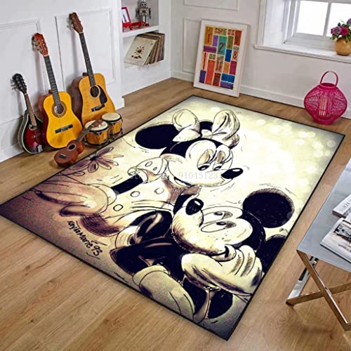 Kinderteppich,Disney Mickey Minnie Rechteckig Anime -Teppich Rutschfester Teppich, Cartoon-Teppich...