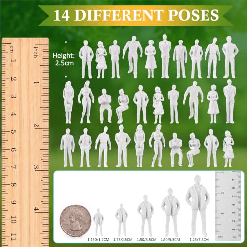 Image of Namalu 50 Pcs, 1: 75 Scale White Unpainted Mini People Figures Miniature People for Model Trains Architectural Standing and Sitting Mini Diorama Figures for Architectural Project