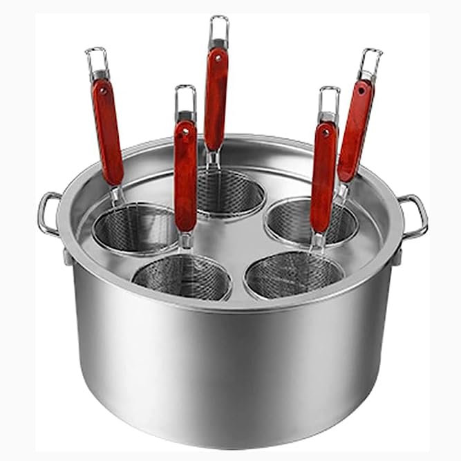 Generico Set per cuocipasta e vaporiera in Acciaio Inox, pentola per Pasta Multiuso con cestello scolapasta e Coperchio - Cuoci, cuoci a Vapore e scola con precisione, 5 Fori