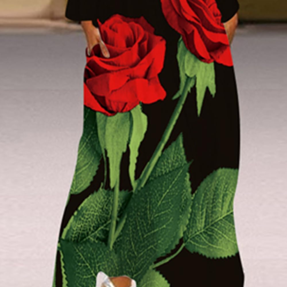 African Print Maxi Dresses for Women Fall Long Sleeve Vintage Plus Size Bohemian V Neck Maxi Long Dress - Image 4