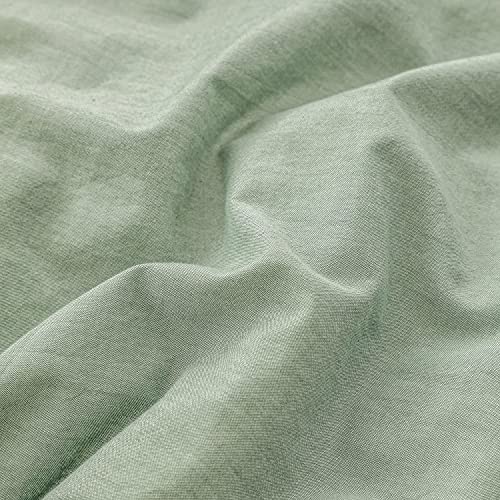 Fossa Duvet Cover Set 100% Washed Cotton Linen Feel Super Soft Breathable Cozy Simple Style 3 Pieces Bedding Sets Solid Sage Green Queen #TOP4