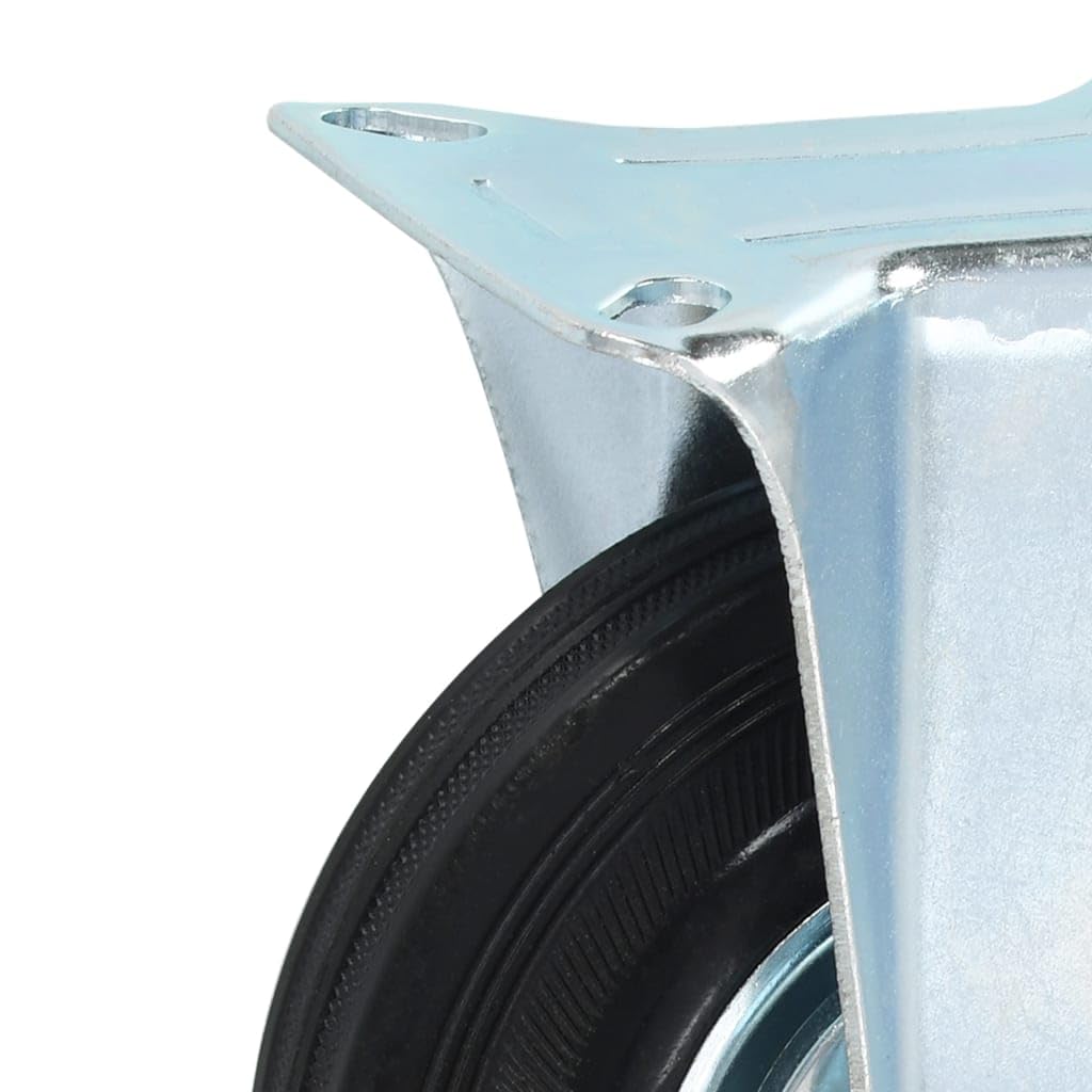 8 Stk. Bockrollen 125 mm Gummi mit Zinkbeschichtung, 100 kg Tragkraft, für Werkstatt, Industrie, Lager, Transportwagen, Plattformwagen, Schwerlast und Materialtransport