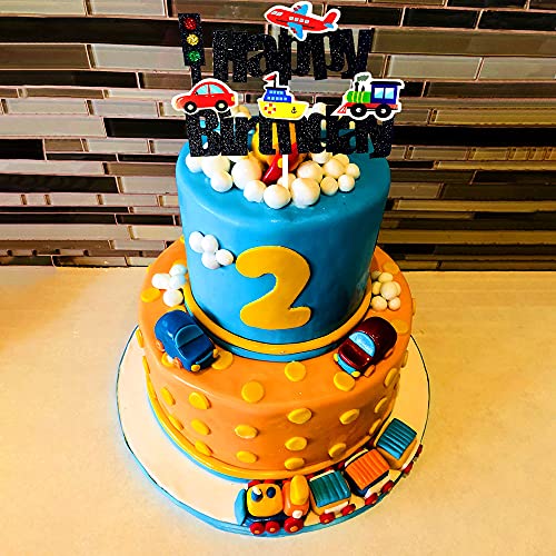Transportation Birthday Cake Topper Traffic Vehicle Bus Car Train Plane Ship Themed Birthday Party Supplies Transportation Cake Decoration #TOP6