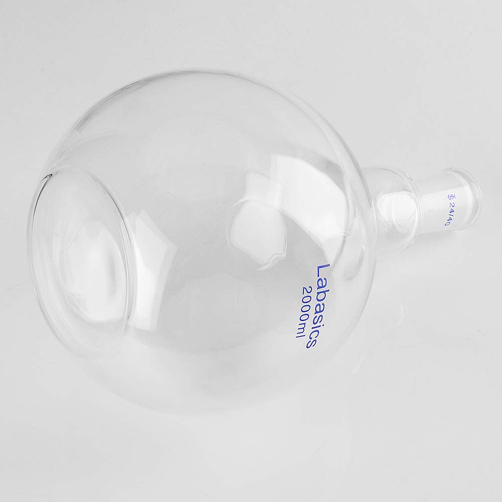Labasics Szklana kolba kuchenna 2000 ml, z płaskim dnem, płaska kolba Boiling Flask, ze standardowym przegubem zewnętrznym 24/40