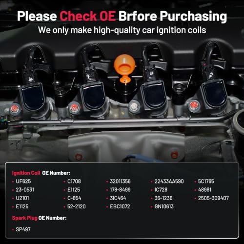 Image of BDFHYK Ignition Coil Pack UF625 and Iridium Spark Plug SP497 for Subaru