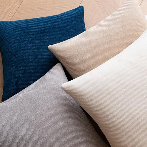 Image of a moment Pack of 2 Decorative Chenille Throw Pillow Covers with Twill Cushion Covers for Sofa Living Room Couch Bed 18x18 Inch Blue