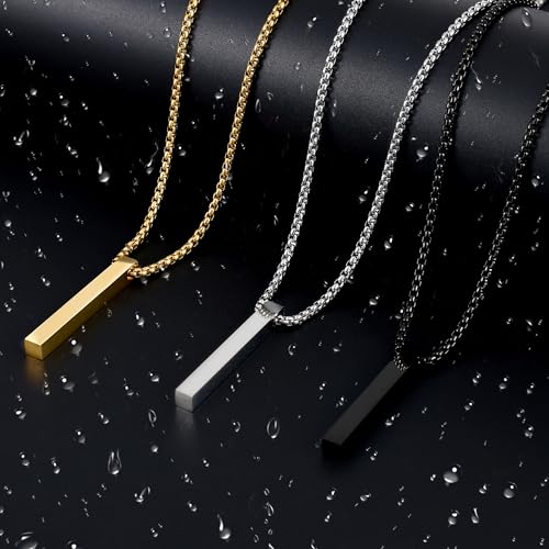Fiusem Pendant Necklace for Men, Rectangular Pierced Necklace 28Inch by Fiusem - Used condition - Image 6