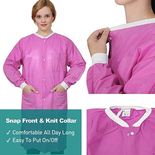 Image of Dental Disposable Lab Coats | Durable SMS 45g Soft Knit Cuffs & Collar With 3 Pockets