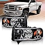 AmeriLite Black 1pc Replacement Headlights w/Corner LED Parking Lamp Assembly Set for 1994-2001 Dodge Ram 1500 2500 3500 - Passenger and Driver Side