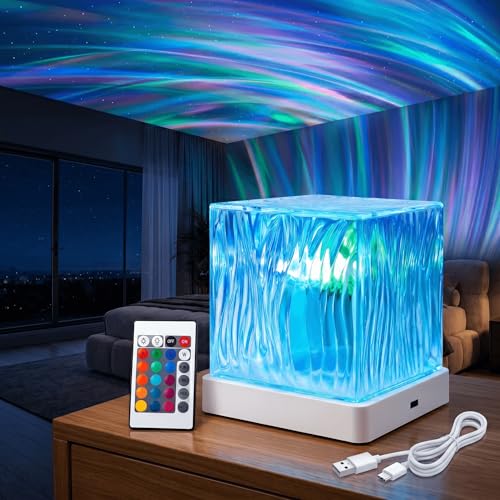 2026 New Cordless Northern Lights Projector, 16 Colors Aurora Light Projector with Remote, Rotating Aurora Borealis Night Light, Mood Lighting Perfect for Teen Girls Adults Bedroom Classroom