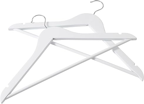 20 Pack Hanger White Color Wood Suit Hangers with Round bar and 360 Rota-Table Hook for Hanging Shirts, Jackets, Pants