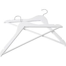 20 Pack Hanger White Color Wood Suit Hangers with Round bar and 360 Rota-Table Hook for Hanging Shirts, Jackets, Pants