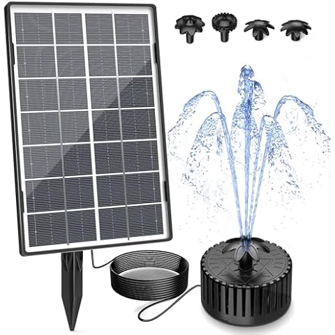 AISITIN 3.5W Solar Fountain Pump, Solar Fountain Outdoor with Upgraded Glass Solar Panel and Nozzles, Solar Water Fountain Pump for Bird Bath, Ponds, Garden, Fish Tank and Swimming Pool Cover