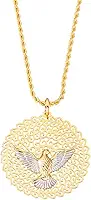 Colar Pingente Mandala Divino Espírito Santo e cordão baiano Banhado Ouro 18K e Antialérgico
