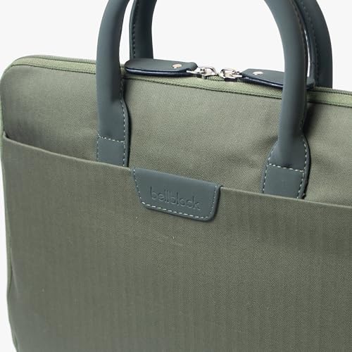 Image of Bellblock Sleek Messenger Laptop Bags For Men /Women Office Use | Travel Friendly With Luggage Strap | Office Bag For Man /Woman | Cotton Canvas | Olive Green (Upto 14 Inch)