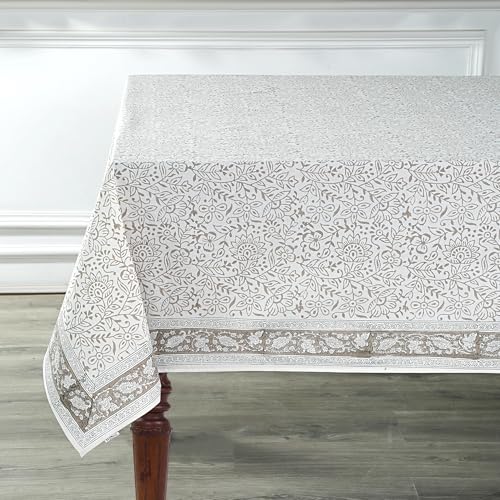 Ridhi Taupe Jal Hand Block Print 100% Cotton Tablecloth 118x70 Reactangle by Ridhi - Used condition - Image 9