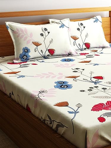 Image of Home Sizzler 144TC Tropical Floral Paradise Double Bedsheet with 2 King Size Pillow Covers