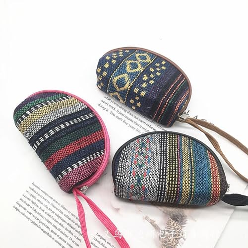 ChangeWallet,Change Holder Change Purse,weave Coin Pouch Coin Purse for Women and Girls,Coin Purse Pouch with Wrist Strap Coin Wallet, Zero Wallet with Zipper for (3 pcs) random colors2