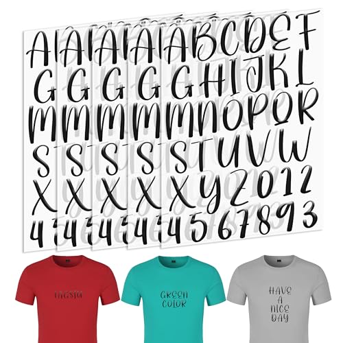 5 Pcs 2in Cursive Iron on Letters for Clothing Heat Transfer Stickers Fun Fonts, Iron on Decals for T-Shirts, Bags, Vests, Hats, Backpacks and Others Clothing Decors (Fine Font 2in Black)