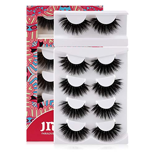 JIMIRE False Eyelashes Volume Faux Mink Lashes 20mm Long Lashes Pack 5 Pairs