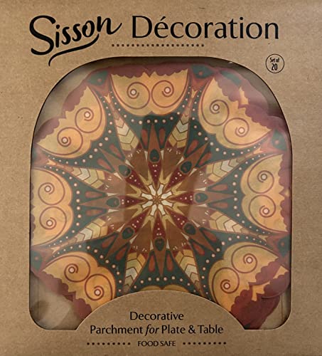 Parchment Paper Doilies for Cheese & Charcuterie Boards - Sisson Rounds, Mandala, 6 ½” D, Pack of 20. Made in USA with French Parchment Paper. Rinse clean, dry, reuse.