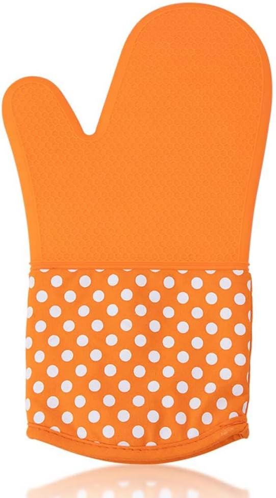 Heat Resistant Gloves Cooking BBQ Kitchen Microwave Gloves Oven Gloves Household Heat Resistant Gloves Single(Orange)
