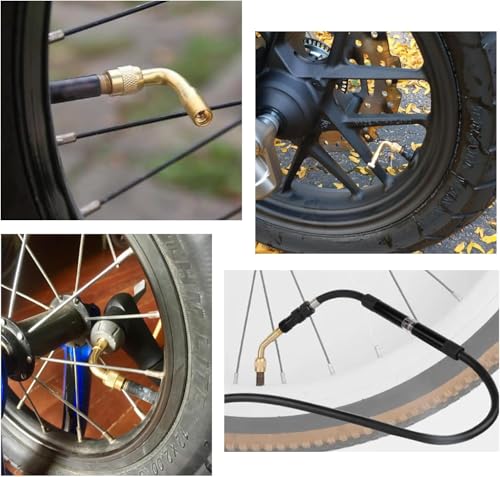 Image of 2 PCS 45 Degree Metal Valve Stem Extenders, Universal Valve Stem Extensions Compatible for Dual Wheels Passenger Cars, Stroller, RV, Motorcycles, Bicycles, Trailers (Gold)