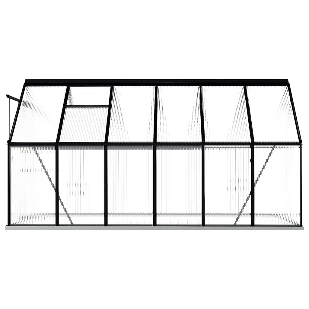 Szklarnia z ramą fundamentową, antracyt, aluminium, 7,03 m³