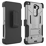 LG G Stylo 2 LS775 Case,LG G Stylus 2 K520 Case, CASEPLAY [Kickstand] [Swivel Belt Clip] Rugged Holster ShockProof Armor Protective Hybrid Case Cover (Silver)