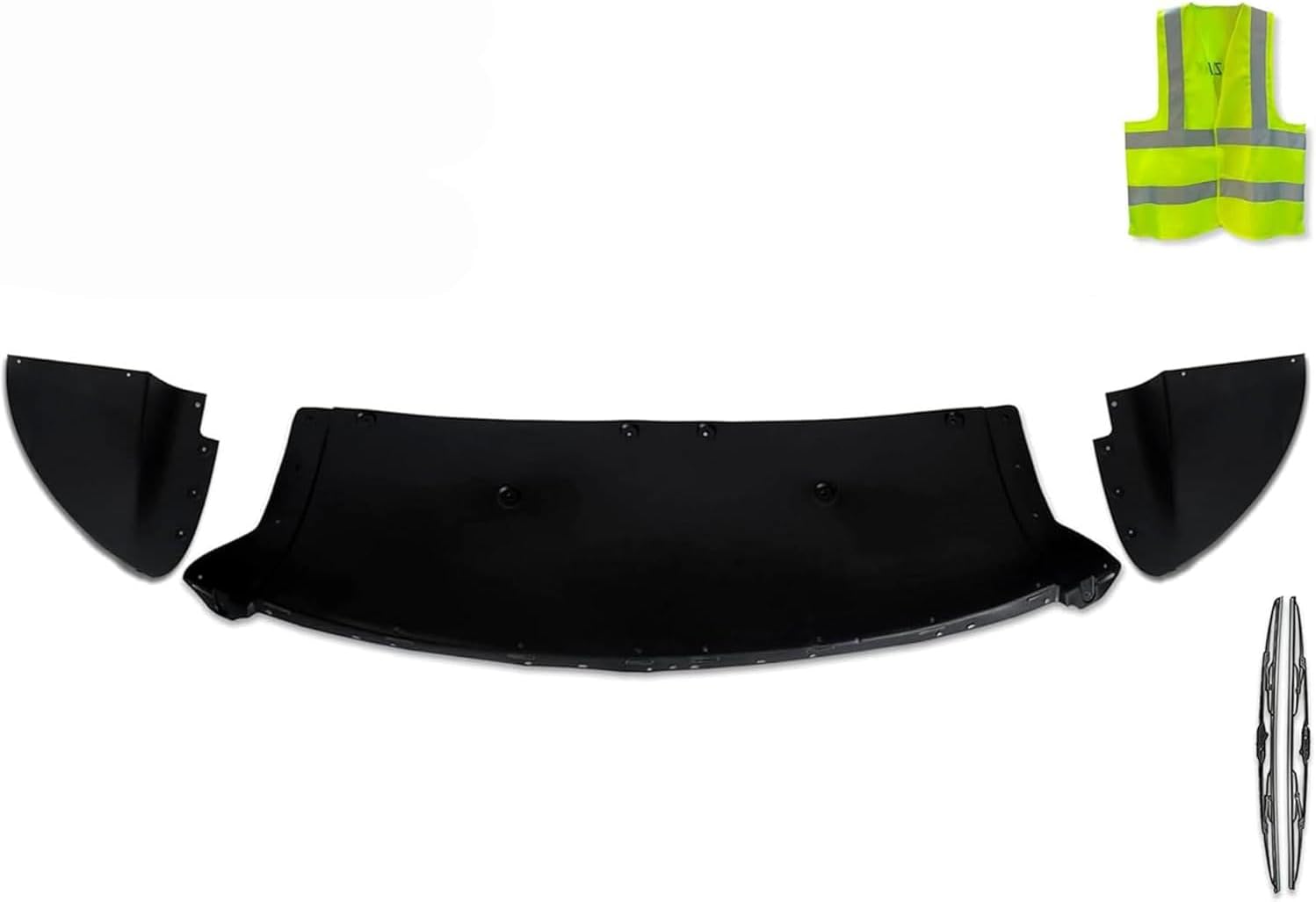 KOZAK Center Bumper Spoiler and Corner Bumper Suport Spoiler (Driver Left & Passenger Right Side) Compatible with Kenworth T680 Next GEN 2022 2023+ Plus Logo, 2X 22 Windshield Wipers and Vest