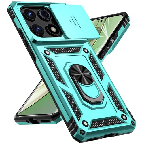for Motorola Edge 2025 Case, with Slide Camera Cover HD Screen Protector [Military Grade Drop Tested] Magnetic Ring Holder Kickstand Protective Phone Case for Motorola Moto Edge 2025, Mint