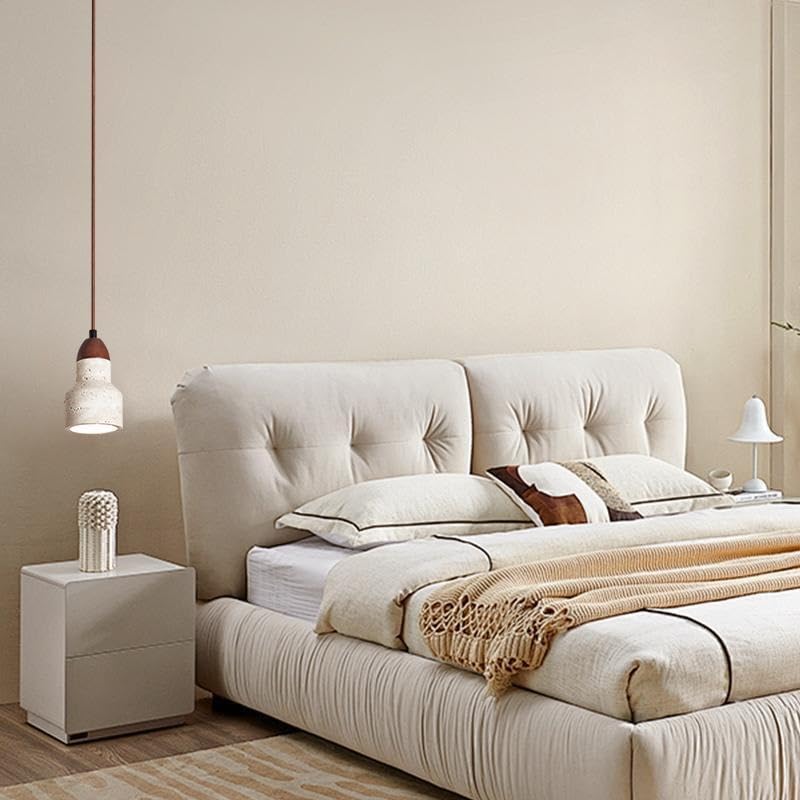 Lustre travertin jaune LED pour sublimer un couloir sombre grâce au design suspendu en bois